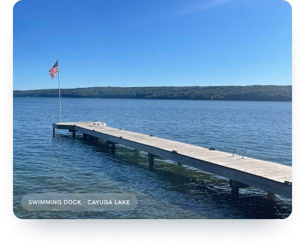 Swimming dock on Cayuga Lake