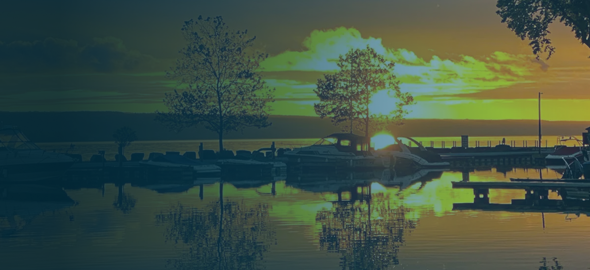 Winterized boats stored at Lansing Harbor on Cayuga Lake